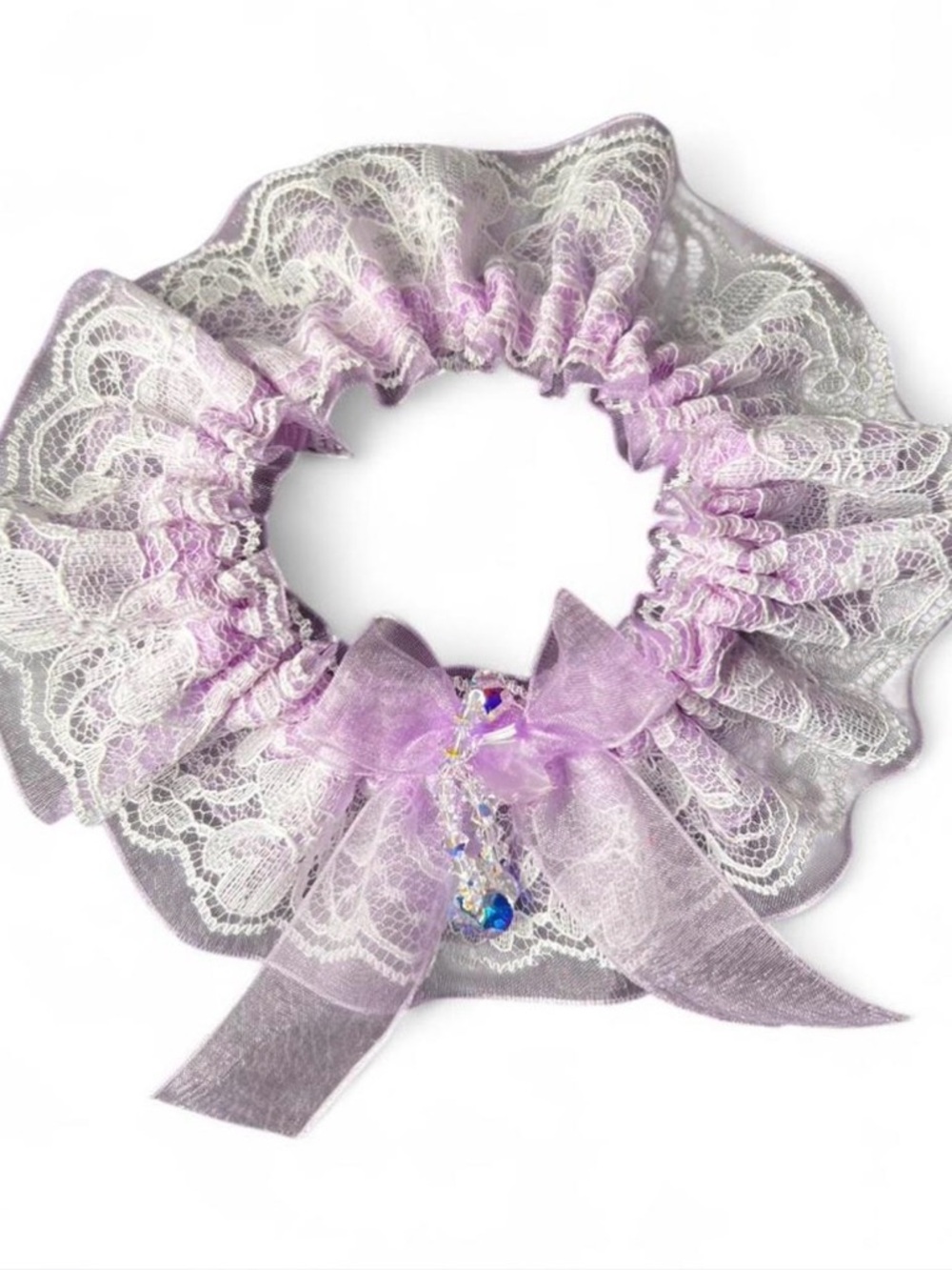 Lavender Lace Garter with Bow and Charm